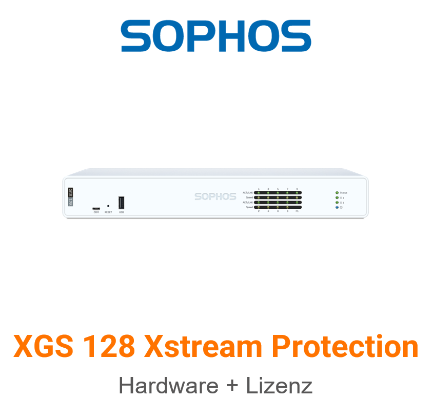 Sophos XGS 128 Firewall Hardware + Xstream Protection Lizenz Vorderseite