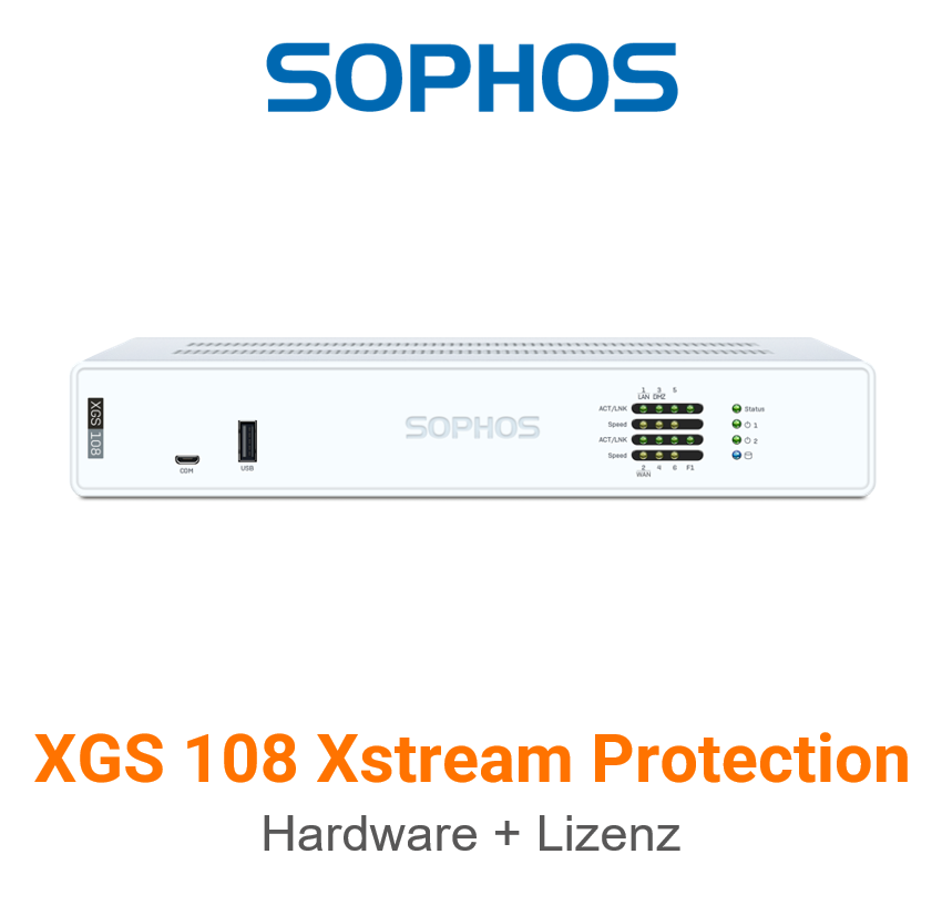 Sophos XGS 108 Firewall Hardware + Xstream Protection Lizenz Vorderseite