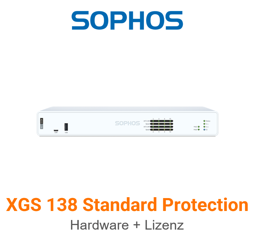 Sophos XGS 138 Firewall Hardware + Standard Protection Lizenz Vorderseite