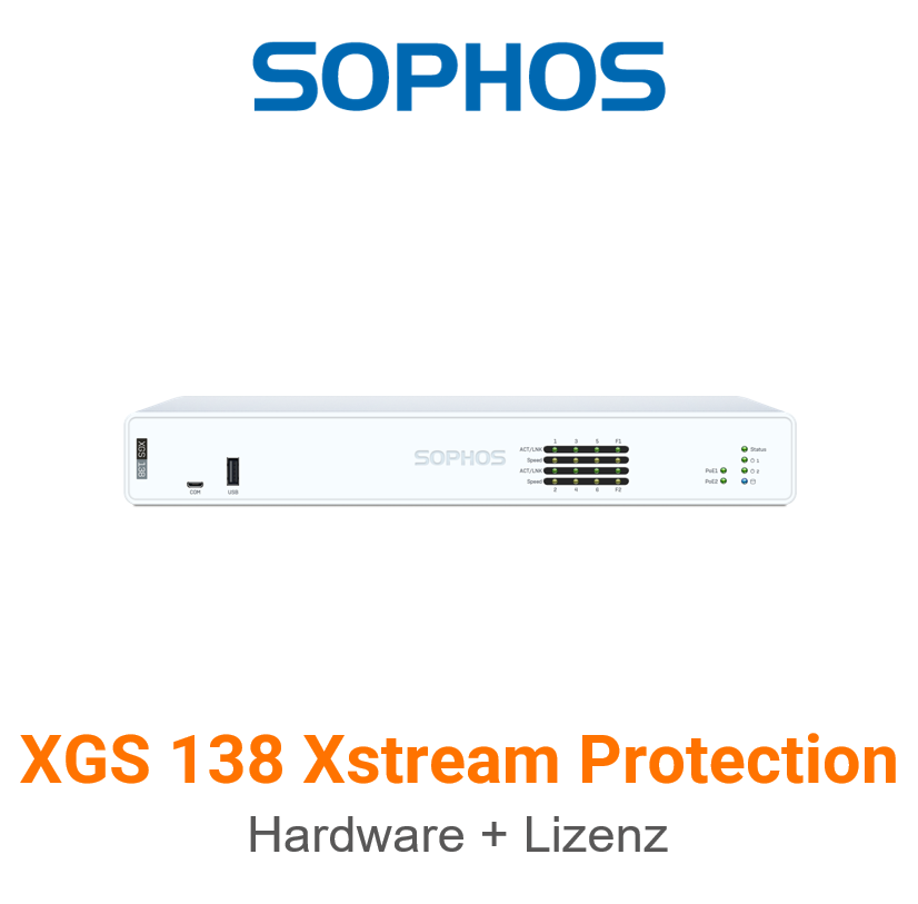 Sophos XGS 138 Firewall Hardware + Xstream Protection Lizenz Vorderseite
