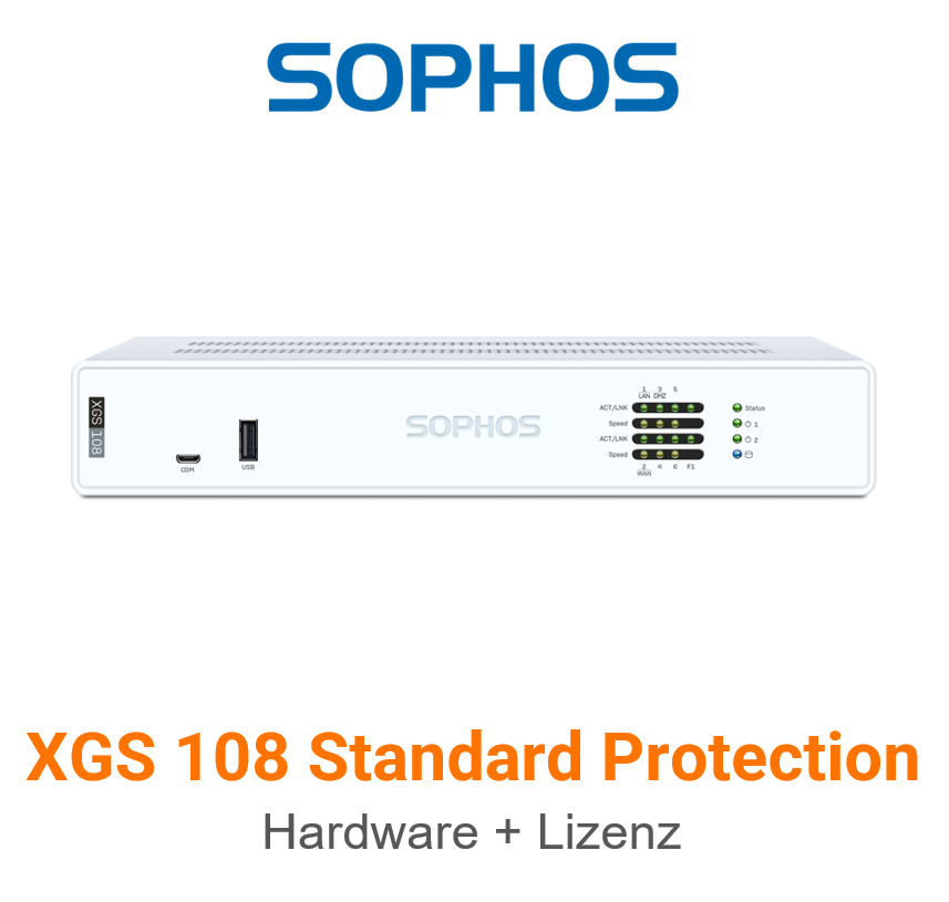 Sophos XGS 108 Firewall Hardware + Standard Protection Lizenz Vorderseite