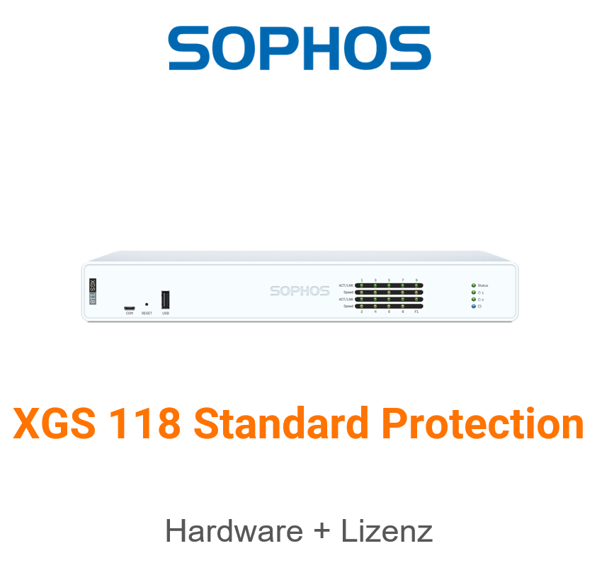 Sophos XGS 118 Firewall Hardware + Standard Protection Lizenz Vorderseite